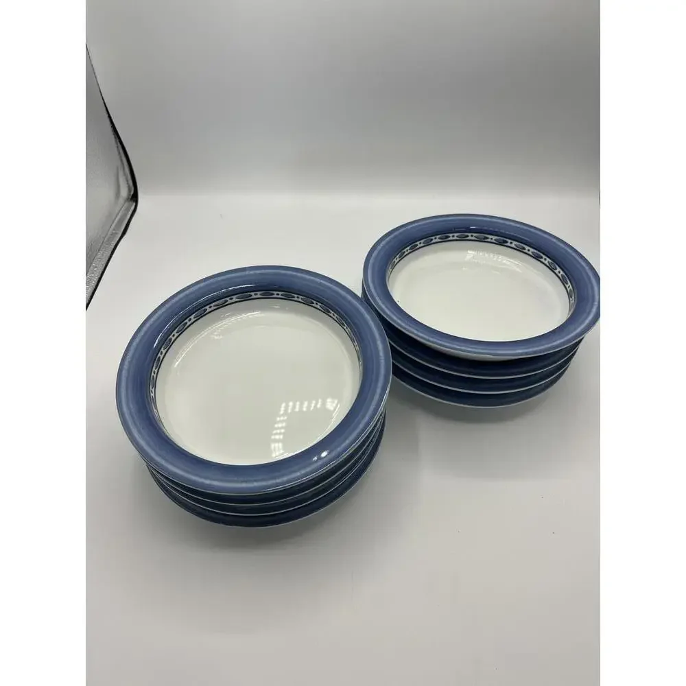 Dansk Belgian Blue Bistro Cafe Rimmed Soup Plates - Set of 8 - Picture 2 of 5